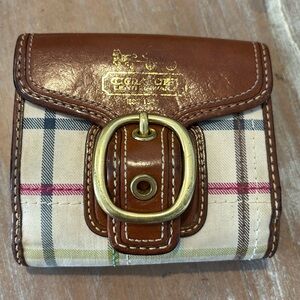 Vintage-Like Coach Stamped Wallet, used but very Sturdy, Compact, Plaid Design.
